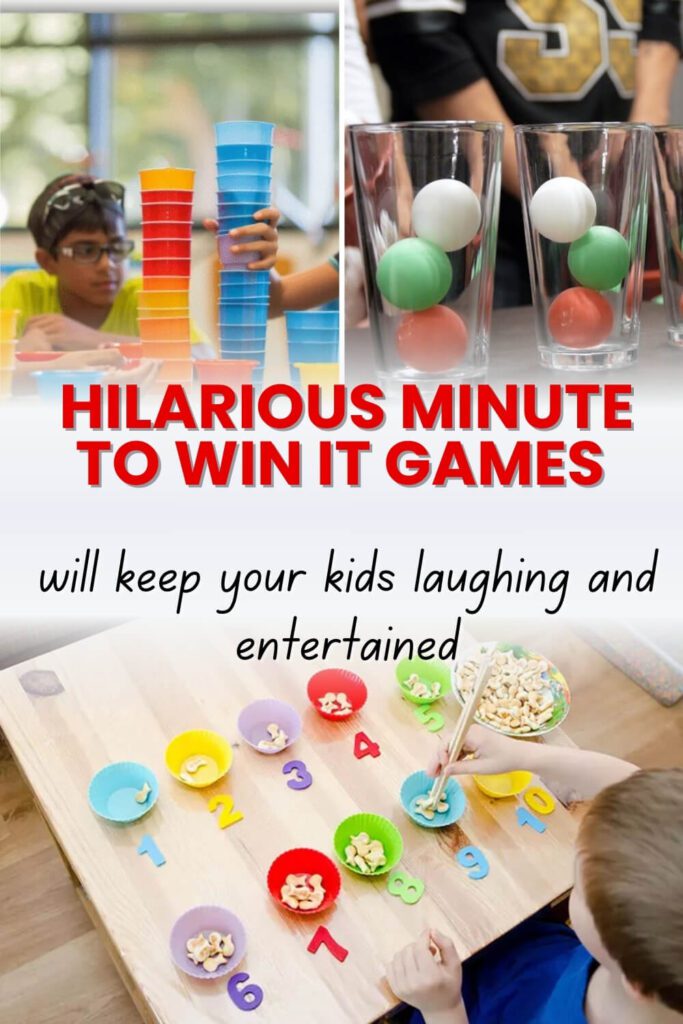 hilarious Minute to Win It games will keep your kids laughing and entertained