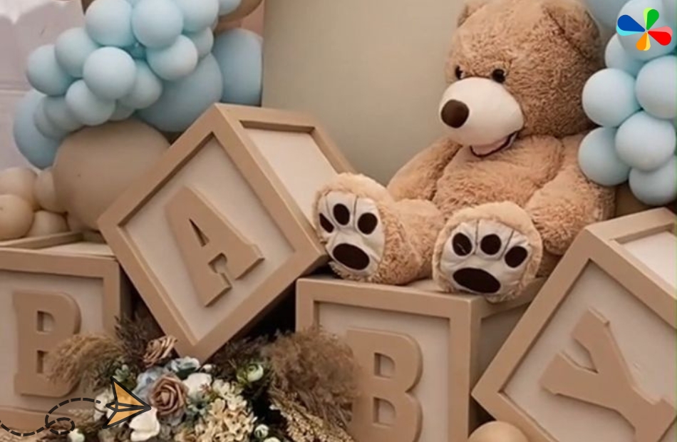 Dreamy Dusty Blue and Brown Baby Shower